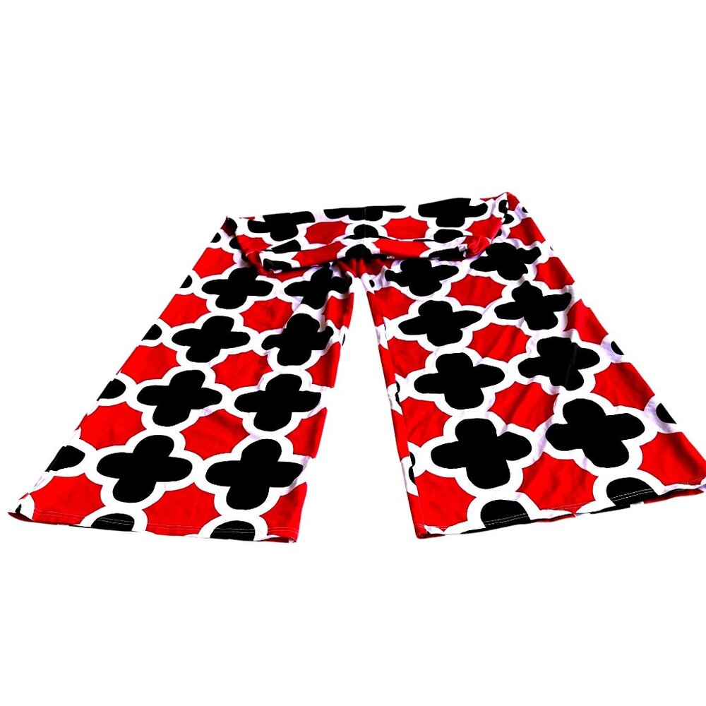 Polly Wolly Doodle Pants XL Red Black White Wide Legs Elastic Stretch Hi… - Picture 10 of 12
